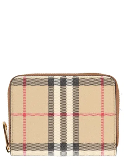 Burberry Mini Check Wallet In Sand