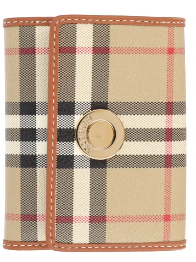 Burberry Mini Check Wallet In Sand
