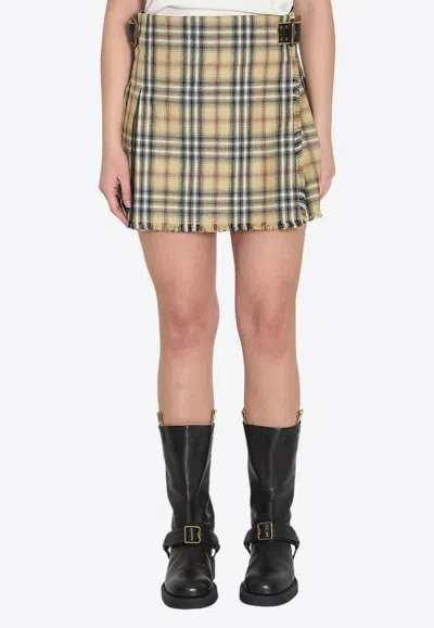 Burberry Mini Check Wool Skirt In Multi