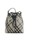 Burberry Medium Bucket Bag With Check Pattern In 中性色