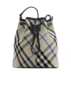 Burberry Medium Bucket Bag With Check Pattern In Nude