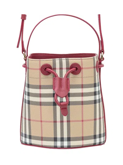 Burberry Mini Checkerboard Bucket Bag In Red
