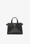 Burberry Mini Cotswold Grained Leather Top Handle Bag In Black