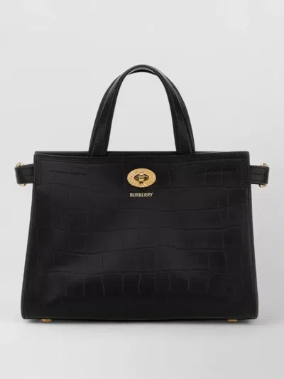 Burberry Mini Cotswolds Leather Shoulder Bag Top Handle In Black