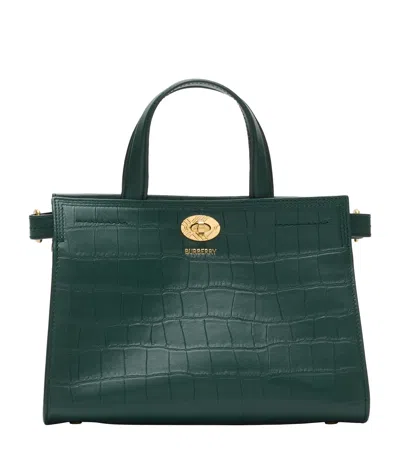 Burberry Mini Croc-embossed Lambskin Cotswolds Tote Bag In Green