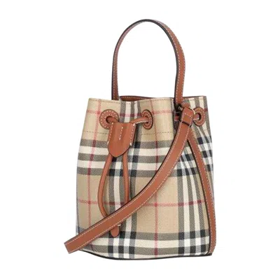 Pre-owned Burberry Mini Drawstring Bucket Vintage Check Bag 'briar Brown'