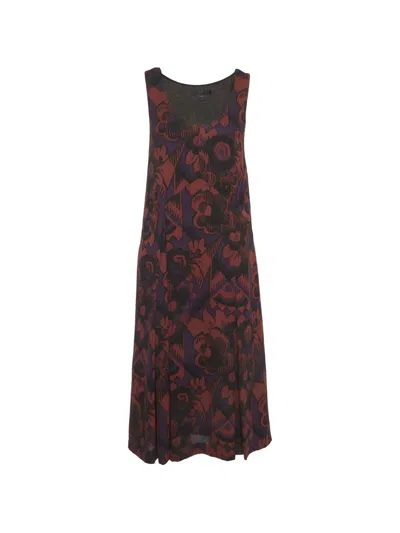 Pre-owned Burberry Mini Floral-print Silk Dress In Red