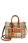 Burberry Womens  Freya Mini Coated-canvas Tote Bag In Vintage Check/briar Brown