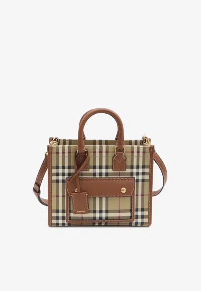 Burberry Mini Freya Tote Bag In Brown