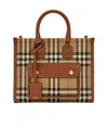 Burberry Freya Check Tote Bag In Brown