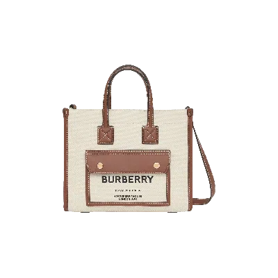 Pre-owned Burberry Mini Freya Tote Bag 'cream' In Tan