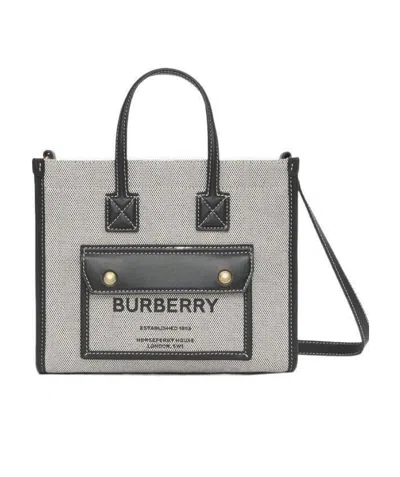 Burberry Mini Freya Tote Bag In Gray