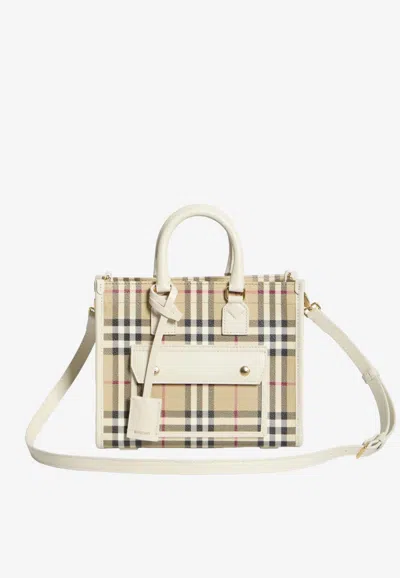 Burberry Mini Freya Tote Bag In Sand