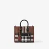 Burberry Freya E-canvas Check Tote Bag In Brown