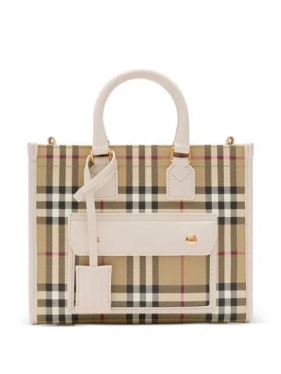 Burberry Mini Freya Tote In Neutral