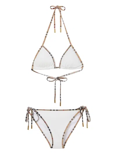 BURBERRY MINI HALTERNECK BIKINI WITH BURBERRY CHECK EDGES