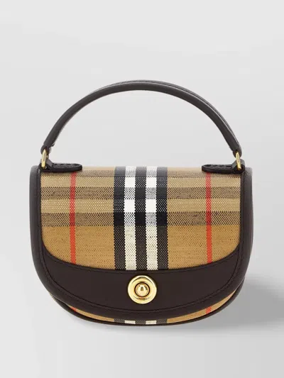 Burberry Mini Handbag With Check Pattern And Top Handle In Black