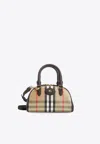 Burberry Mini Highlands Bowling Handbag And Handles In Sand