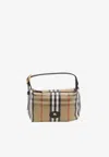 Burberry Women Coated Canvas Handbag With Check Pattern In Multi