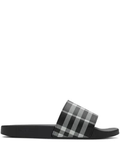 Burberry Mini Insulated Sandals With Signature Print In Black