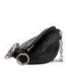 Burberry Woman Black Leather Knight Medium Shoulder Bag In Black