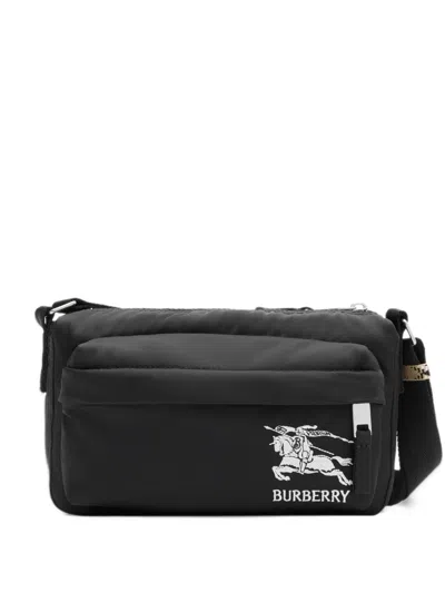 Burberry Mini Knight Logo Crossbody Bag In Black