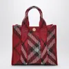 Burberry Mini Knitted Tote Bag With Check Pattern In Red