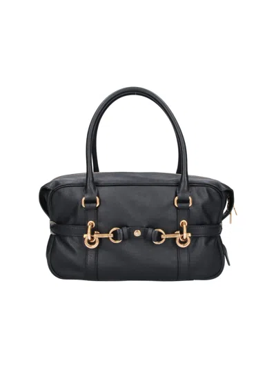 Burberry Mini Leather Satchel Bag In Black