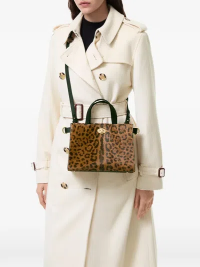 Burberry Mini Leopard-print Cotswolds Tote Bag In Brown