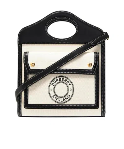Burberry Mini Logo Stamp Tote Bag In Black