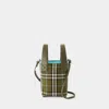 Burberry Mini London Shopper Bag -  - Cotton - Olive Green In Tan