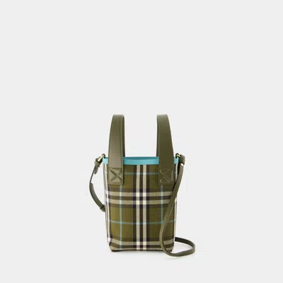 Burberry Mini London Shopper Bag -  - Cotton - Olive Green In Khaki