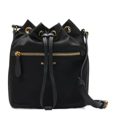Burberry Mini Nylon Drawcord Pouch In Black