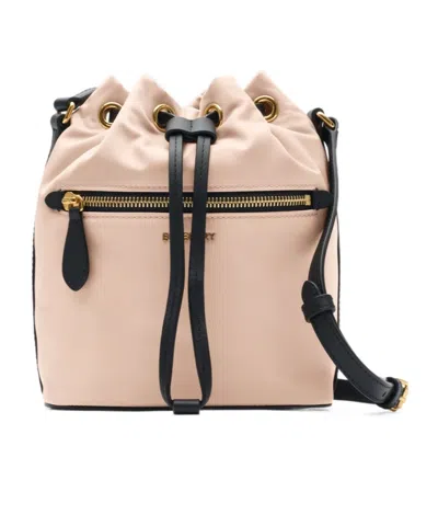 Burberry Mini Nylon Drawcord Pouch In Rose Beige