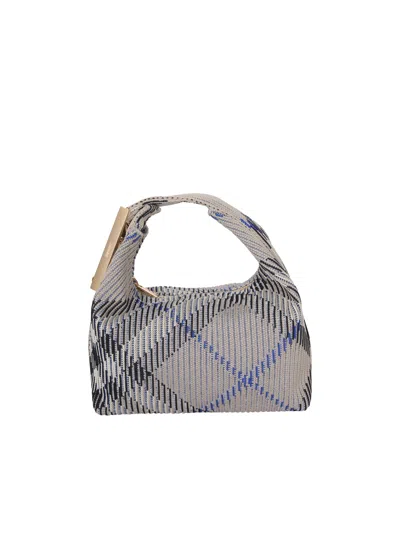 Burberry Mini Peg Check Knitted Bag In Neutrals