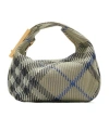 Burberry Women Embroidered Nylon Mini Peg Handbag In Gray