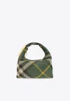 Burberry Medium Peg Check-pattern Shoulder Bag In Green