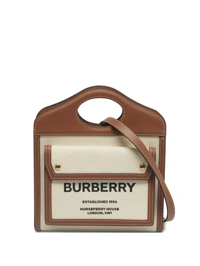 Pre-owned Burberry Mini Pocket Tote Bag In Neutral