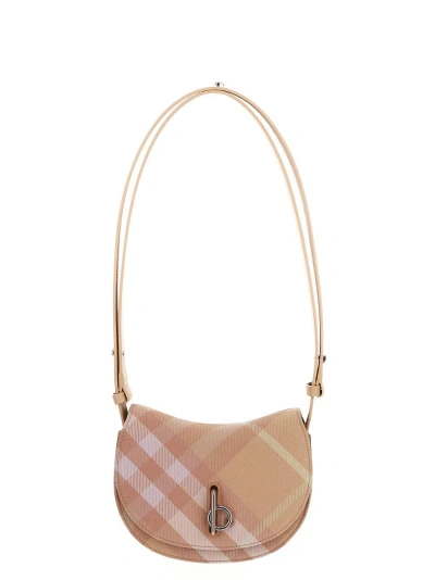 Burberry Mini Rocking Horse Checkered Shoulder Bag In Pink