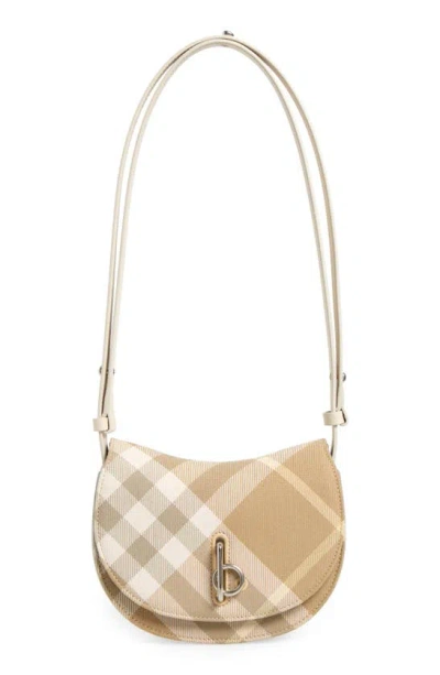 Burberry Rocking Horse Check Saddle Crossbody Bag In Flax