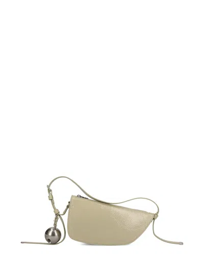 Burberry Light Green Shield Mini Shoulder Bag In Beige