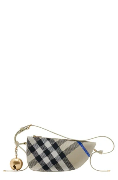 Burberry Mini Check Shield Sling Shoulder Bag In Lichen