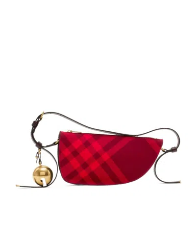 BURBERRY BURBERRY MINI SHIELD CHECK-PATTERN BELL-CHARM SHOULDER BAG