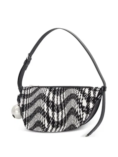Burberry Mini Shield Houndstooth-pattern Half-moon Bag