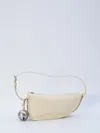 Burberry Patent Leather Shield Sling Shoulder Bag With Silver-tone Ch In Pearl