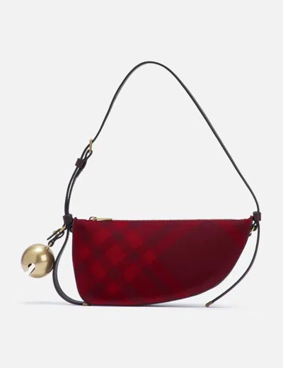 Burberry Embroidered Canvas Mini Shield Shoulder Bag In Red