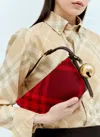 Burberry Mini Shield Check-pattern Shoulder Bag In Red