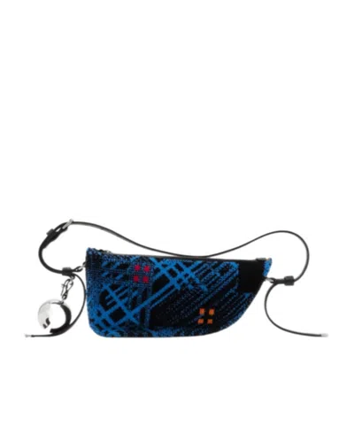 Burberry Mini Shield Wool Shoulder Bag In Black
