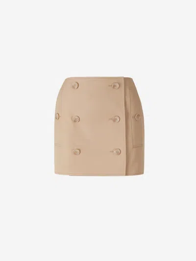 Burberry Mini Skirt Buttons In Havana Brown