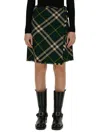 Burberry Vintage Check Mini Wrap Skirt In Green